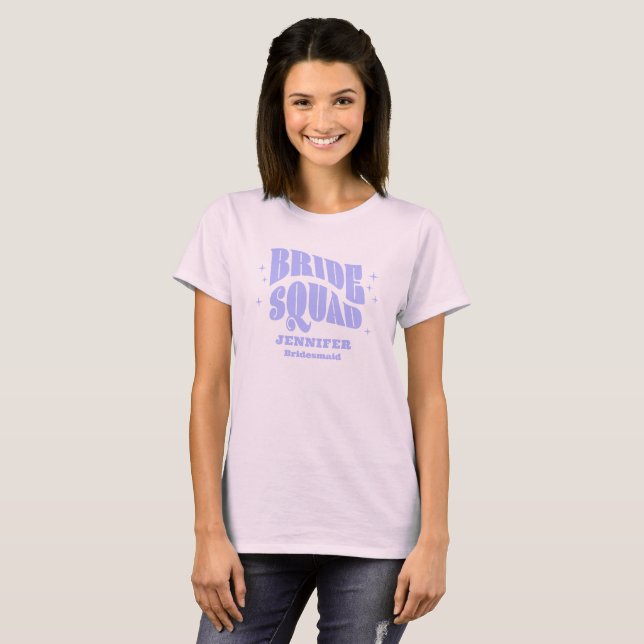 Camiseta Retro Groovy Bachelorette Bride Squad Bridesmaid (Frente Completa)