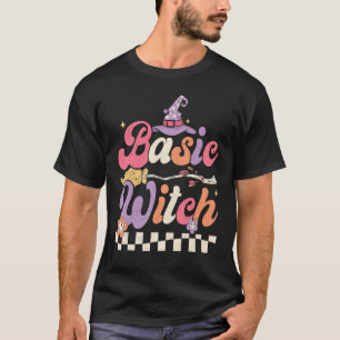 Camiseta Retro Groovy Basic Witch Happy Halloween Spooky Wo