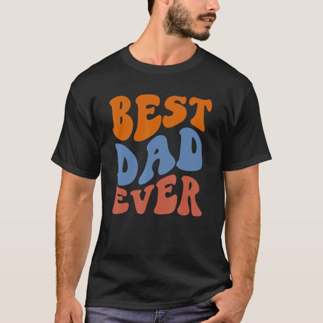 Camiseta Retro Groovy Best Dad Ever Wavy Hippie Boho 70s Vi (Frente)