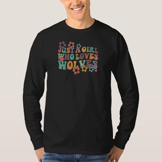 Camiseta Retro Groovy Boho Hippie Just A Girl Who Loves Wol (Frente)