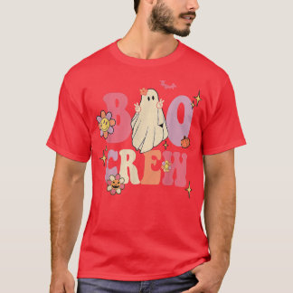 Camiseta Retro Groovy Boo Crew Halloween Hippie Floral Ghos