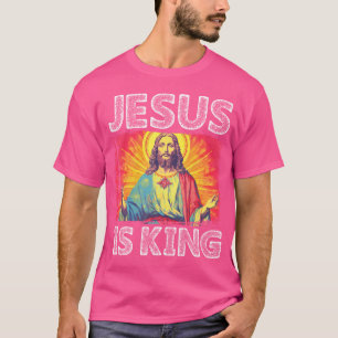 Camiseta Retro Groovy Christian Jesus é a Coroa Rei Fé L