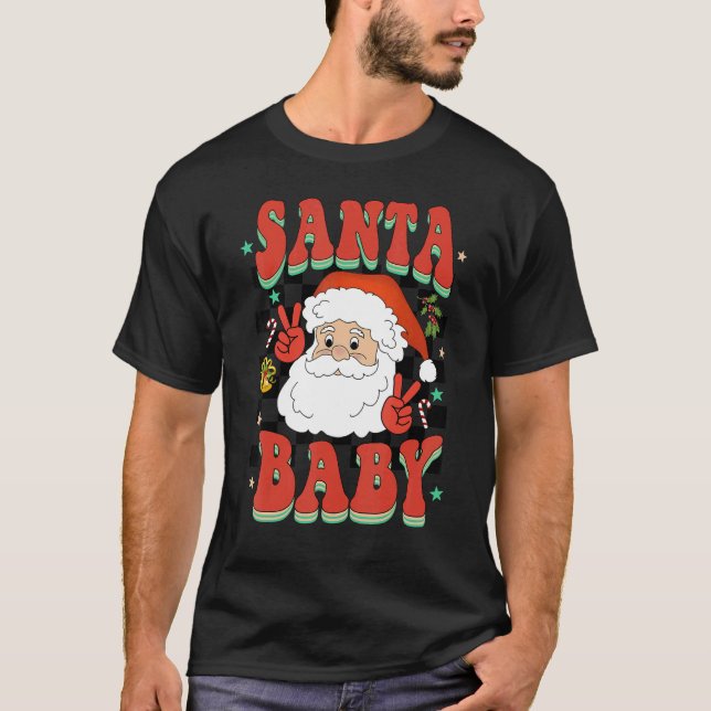 Camiseta Retro Groovy Cute Santa  Christmas Men Women Kids (Frente)