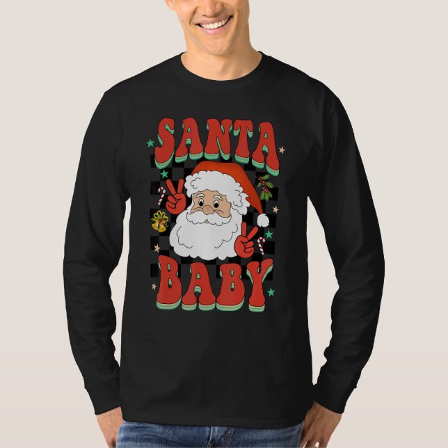 Camiseta Retro Groovy Cute Santa  Christmas Men Women Kids (Frente)