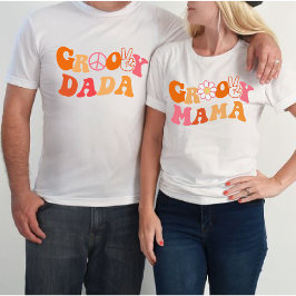 Camiseta retro groovy dada First Birthday Matching