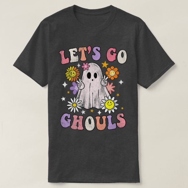 Camiseta Retro Groovy Deixa Ghouls Fantasma 70s Hippie Hall (Frente do Design)