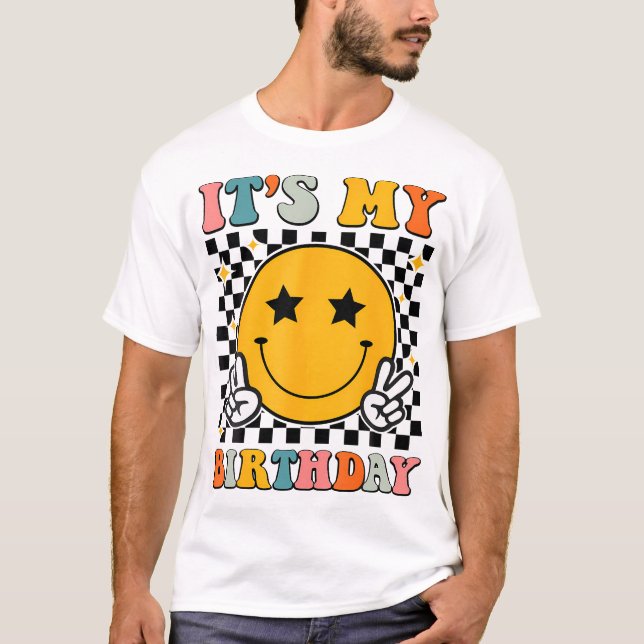 Camiseta Retro Groovy É O Meu Aniversário Homens Mulheres M (Frente)