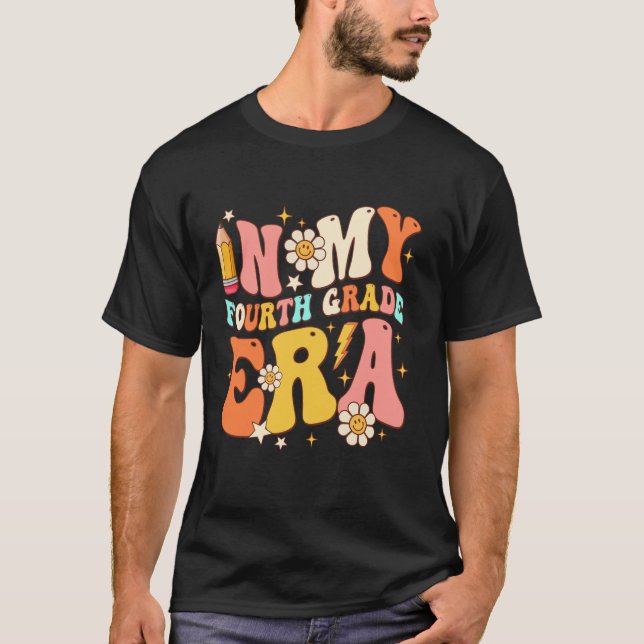 Camiseta Retro Groovy Em Meus Estudantes Da 4ª Série (Frente)