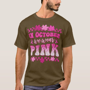 Camiseta Retro Groovy Em Outubro Vestimos Cancer De Mama Ro