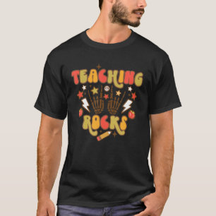 Camiseta Retro Groovy Ensinando Rochas Engraçado Professor