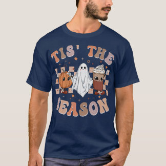 Camiseta Retro Groovy Esta É A Época Pumpkin Ghost Hippie H