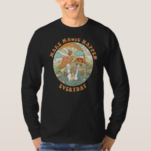 Camiseta Retro Groovy Faz Mágica Acontecer O Cogumelo Hippi