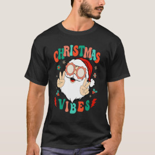 Camiseta Retro Groovy Felry Christmas Vibes Hippie Papais n