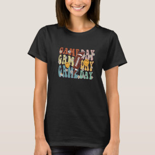 Camiseta Retro Groovy Floral Game Day Vibes Família Corresp