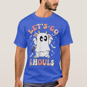 Camiseta Retro Groovy Go Ghouls Halloween Ghost Cow C