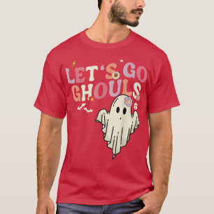 Camiseta Retro Groovy Go Ghouls Halloween Ghost Engraçado