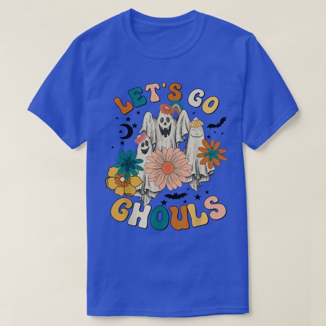 Camiseta Retro Groovy Go Ghouls Halloween Ghost Outfi (Frente do Design)