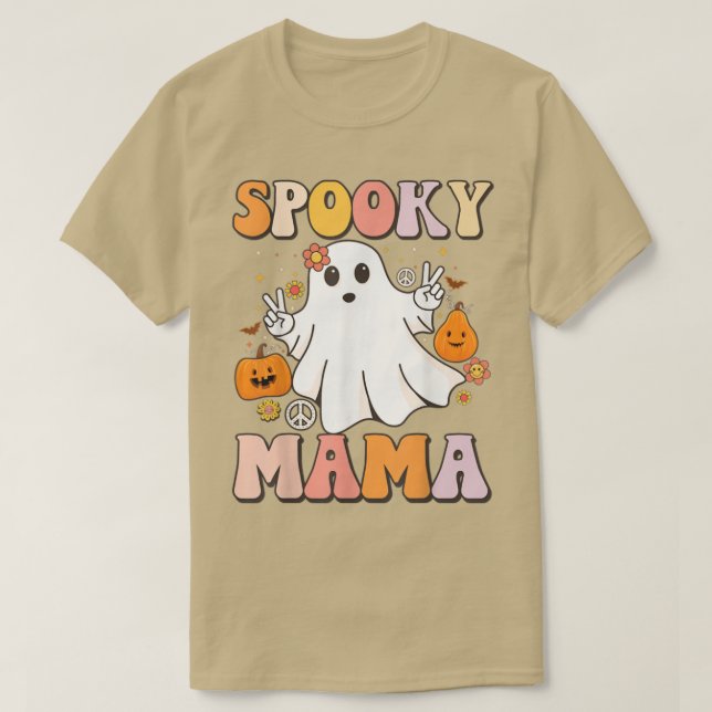 Camiseta Retro Groovy Go Ghouls Halloween Ghost Outfi (Frente do Design)