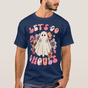 Camiseta Retro Groovy Go Ghouls Halloween Ghost Outfi