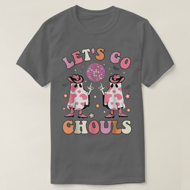 Camiseta Retro Groovy Go Ghouls Western Halloween Gho (Frente do Design)