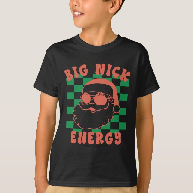 Camiseta Retro Groovy Grande Nick Papai noel Energy Christm (Frente)