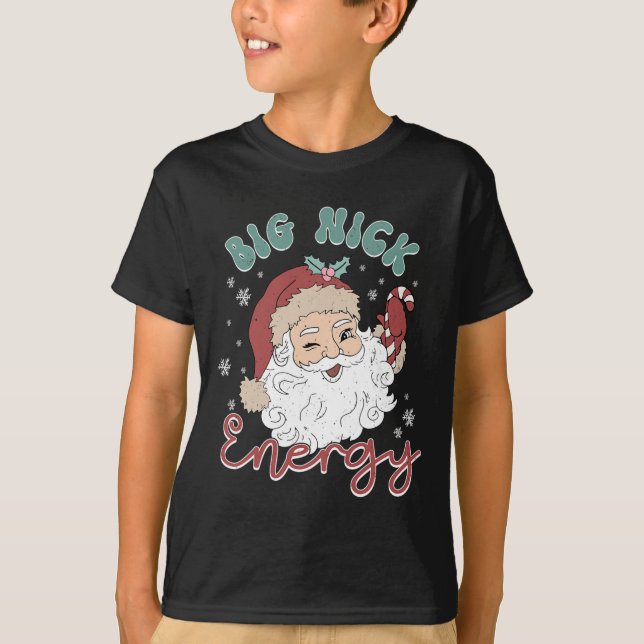 Camiseta Retro Groovy Grande Nick Papai noel Energy Fun Nat (Frente)