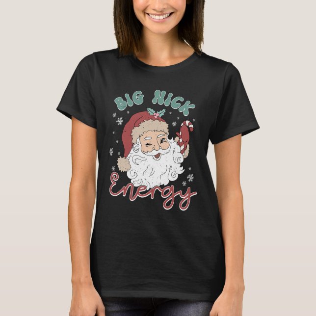 Camiseta Retro Groovy Grande Nick Papai noel Energy Fun Nat (Frente)