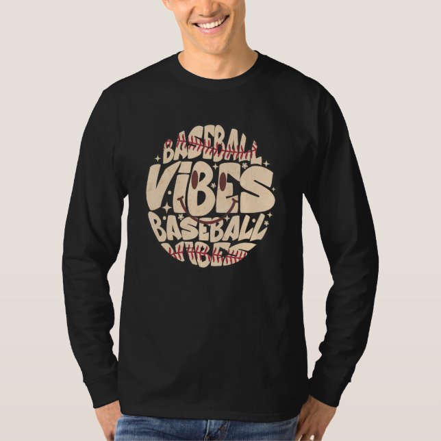Camiseta Retro Groovy Happy Face Baseball Vibes Baseball Ba (Frente)