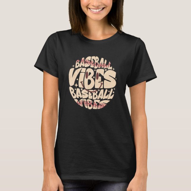 Camiseta Retro Groovy Happy Face Baseball Vibes Baseball Ba (Frente)