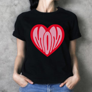 Camiseta Retro Groovy Heart Mãe Dia de as mães