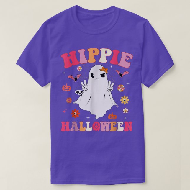 Camiseta Retro Groovy Hippie Halloween Spooky Season Autumn (Frente do Design)