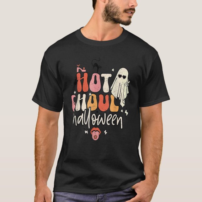 Camiseta Retro Groovy Hot Ghoul Halloween Costumes Outfit (Frente)