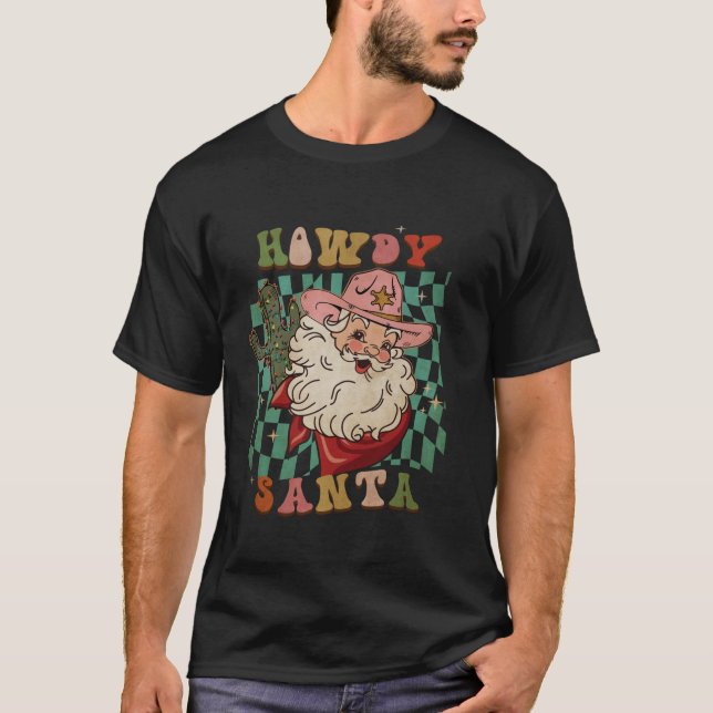 Camiseta Retro Groovy Howdy Papais noeis Papais noeis De Va (Frente)