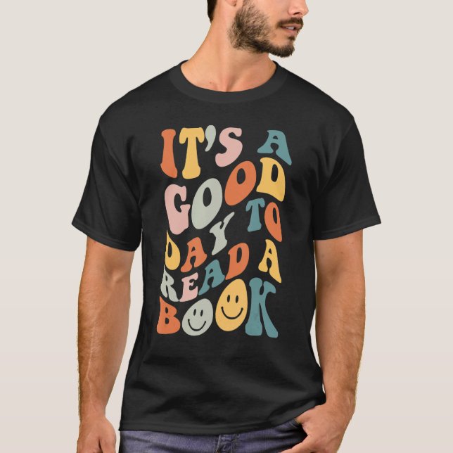 Camiseta Retro Groovy Itu2019s Um Bom Dia Para Ler Um Livro (Frente)