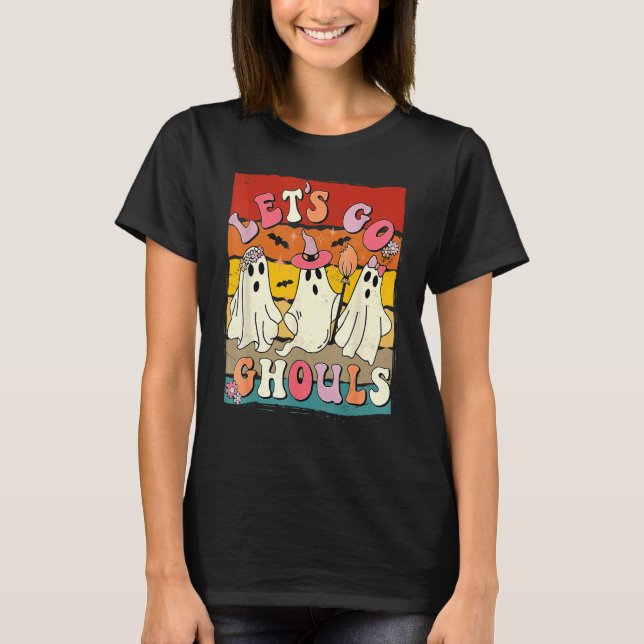 Camiseta Retro Groovy Let's Go Ghouls Halloween Ghost Outfi (Frente)
