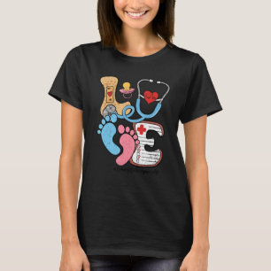 Camiseta Retro Groovy LOVE Stethoscope Mão de obra e entreg