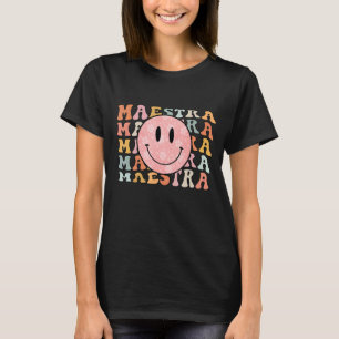 Camiseta Retro Groovy Maestra Professora Espanhola De Volta