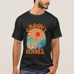Camiseta Retro Groovy Mama Correspondente primeiro aniversa