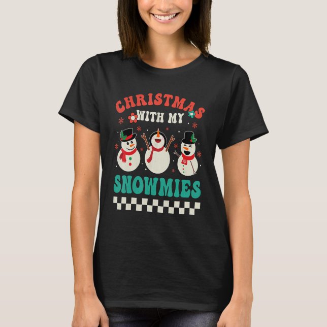 Camiseta Retro Groovy Natal Com Meu Natal De Neve (Frente)