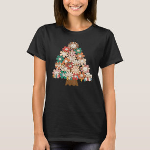 Camiseta Retro Groovy Natal Hippie Pine Flor Pe Pe