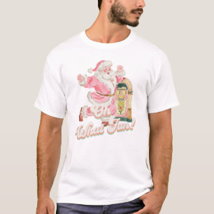 Camiseta Retro Groovy Papai Noel - Cor-de-rosa - Que tema d