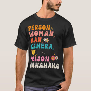 Camiseta Retro Groovy Person Man Camera TV Prisão Hah