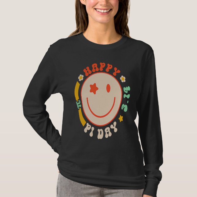 Camiseta Retro Groovy Pi Day 3 14 Pi Symbol Science Math Te (Frente)
