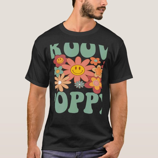 Camiseta Retro Groovy Poppy Matching Family 1st Birthday Pa (Frente)