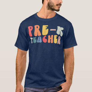 Camiseta Retro Groovy Pré-K Professor Estudante de Vida Pri