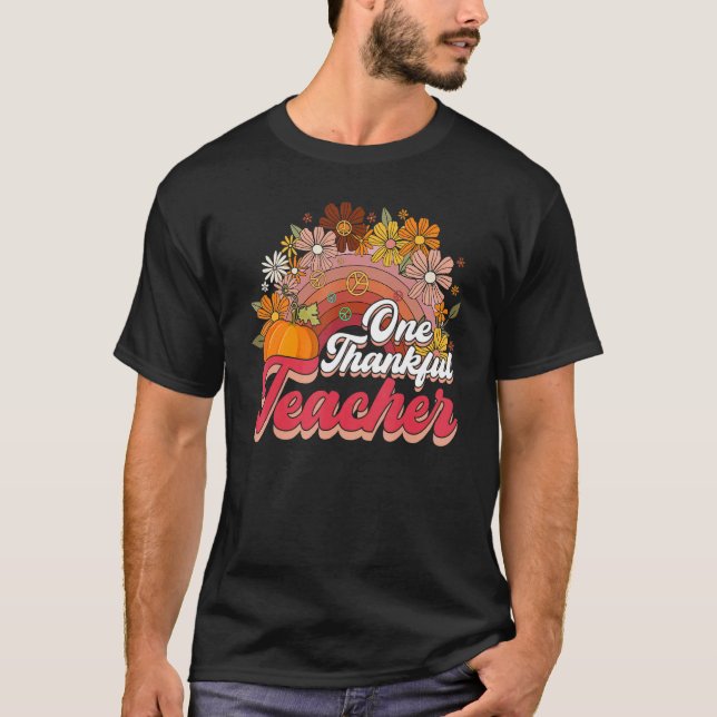 Camiseta Retro Groovy Rainbow One Obrigado Professor (Frente)