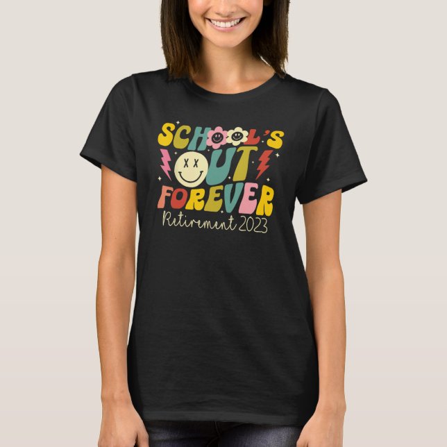 Camiseta Retro Groovy School's Out Forever Reforming 2023 T (Frente)