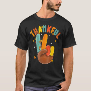 Camiseta Retro Groovy Sinal de Mão de Paz Graças ao Obrigad