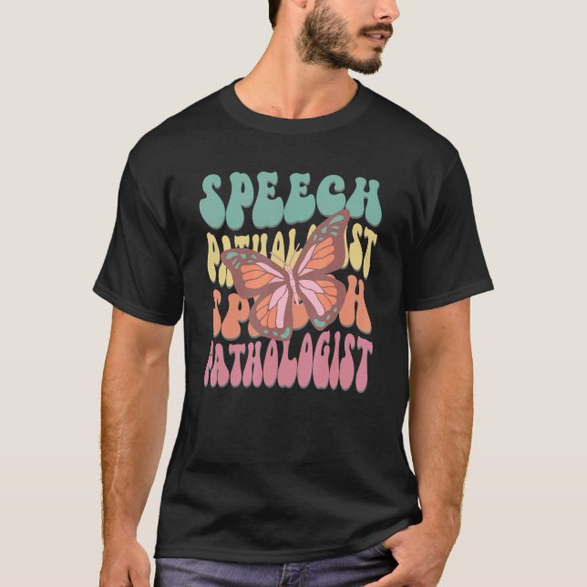 Camiseta retro groovy speech language pathologist therapy (Frente)