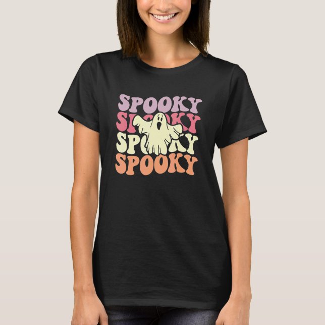 Camiseta Retro Groovy Spooky Ghost Boo Halloween Costume Sc (Frente)